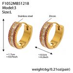 color: F1052-Pink Color Zircon Earrings -Large