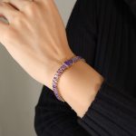color: E358-Purple Zircon Bracelet -15+5cm