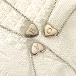 Peach Heart Ornament Stainless Steel Double-Sided Love Exquisite and Versatile Letter Pendant Necklace Clavicle Chain