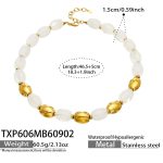 color: TXP606-White Resin Gold Necklace -46.5+5cm