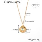 color: P2045-Gold White Eye Necklace 40+5cm