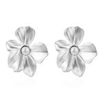 color: Flower Inlaid Pearl Earrings Steel Color MS-440