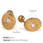 color: EH992WEG White Rhinestone Gold Stud Earrings