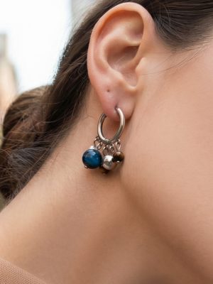 Non-Fading 316 Natural Stone Earrings Female 18K Gold Colorful Beads Tassel Ear Clip Retro Affordable Luxury Earrings