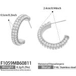 color: F1059-Zircon Steel Color Earrings