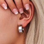 Stainless Steel 20mm Hollow C- Type All-Match Commute Earrings Electroplated 18K Real Gold Simple Style Non-Fading Ornament