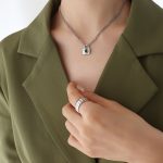 color: P300-Steel Color Green Zircon Necklace -40+5cm