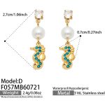 color: F057-D Style Blue Color Zircon Seahorse Gold Earrings