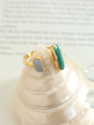 Neutral Hong Kong Style Open Adjustable Enamel Handmade Drip Ring Stainless Steel Gold Plated Ring Personalized Bracelet