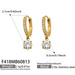 color: F418-Round Zircon Gold Earrings