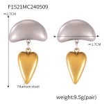 color: F1521-Steel-Gold Color Earrings