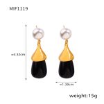 color: F1119-Gold Black Resin Earrings