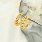Commuter Design Hollow Thread C- Shaped Earrings Women's All-Match Brass Ear Studs Earrings