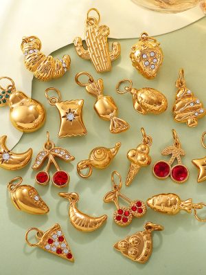 Sweet Cool DIY Fruit Star Moon Shape Pendant Stainless Steel 18K Gold Plating All-Match Accessories