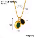 color: P1449-Gold Green Black Zircon Necklace