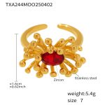 color: TXA244-Red Zircon Flower Core Ring -Size 7