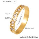 color: Z378-Gold White Glass Zircon Bangle