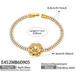 color: E452-White Zircon Large Flower Gold Bracelet -17.5cm