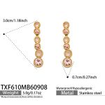 color: TXF610-Pink Zircon Gold Earrings