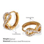 color: EH1154WEG White Rhinestone Small Hoop Earrings