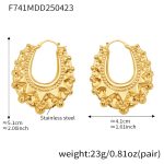 color: F741-Gold Geometric Hollow Earrings