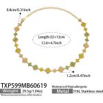 color: TXP599-Yellow Zircon Gold Necklace 32+12cm