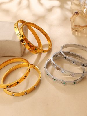 Devil's Eye Color Zircon Bracelet Stainless Steel Simple Temperament Bracelet