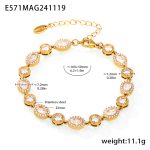color: E571-Gold Starry Pave Zircon Bracelet