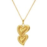color: Double Heart Gold Necklace -3