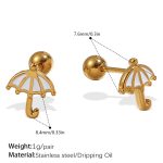 color: EH1163WEG White Enamel Gold Stud Earrings