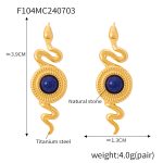 color: F104-Gold Blue Earrings