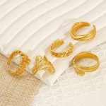 Trade Stainless Steel Electroplated 18K Gold Advanced Personality Ring Female Simple All Match Index Finger Ring