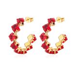 color: Claw Earrings Red Rhinestone MS-498