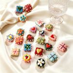 Retro Hand-Painted Dopamine Glaze Love Heart Flowers Pendant Stainless Steel All-Match DIY Ornament Accessories