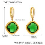 color: TXF274-Gold Green Zircon Earrings