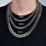 Stainless Steel Double Woven Double Buckle Four-Sided Grinding Chain Men's and Women's Necklaces with Pendant Chain Bag Chain Luggage Lanyard