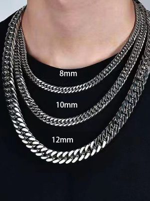 Stainless Steel Double Woven Double Buckle Four-Sided Grinding Chain Men's and Women's Necklaces with Pendant Chain Bag Chain Luggage Lanyard