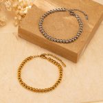 INS Ladies New Stainless Steel Bracelet 18K Gold Plating Lucky Beads All-Match Suit Twin Bracelet