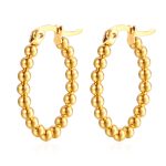 color: Gold Egg Shape Welded Bead Earrings MS-344E