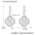color: TXF300-5A Zircon Heart Four-petal Flower Full Pave Steel Color Earrings