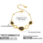 color: TXE553-Gold Black Glass Stone Bracelet 18.5+5cm