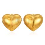 color: Stamped Heart Cutout Earrings Gold MS-382