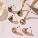 Flash Multi-Cut Zircon Pendant Stainless Steel Necklace Earrings Combination Exquisite Gorgeous Full Diamond Jewelry