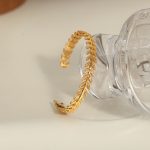New Versatile Personalized Design Stainless Steel Gold Plated Wheat Shape Opening Bracelet Ornament