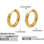 color: F1116-Spiral Texture Gold Earrings -Inner Diameter 10mm