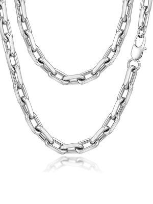 Square Buckle Bracelet Man's Stainless Steel Necklace New Personality Chunky Chain Necklace