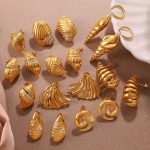Conch Shell Design Earrings Stainless Steel Plated 18K Gold Shining Unique Earrings for Women