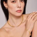 Super Shiny Starry round White Zircon Handmade Chain Stainless Steel Plated 18K Real Gold Luxury Elegant Jewelry