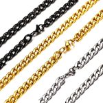 Stainless Steel Plated 18K Gold Necklace NK Chain Vacuum Plating Black and Golden Chain