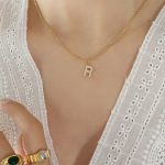 color: RP016-R Letter Gold Necklace 40+5cm